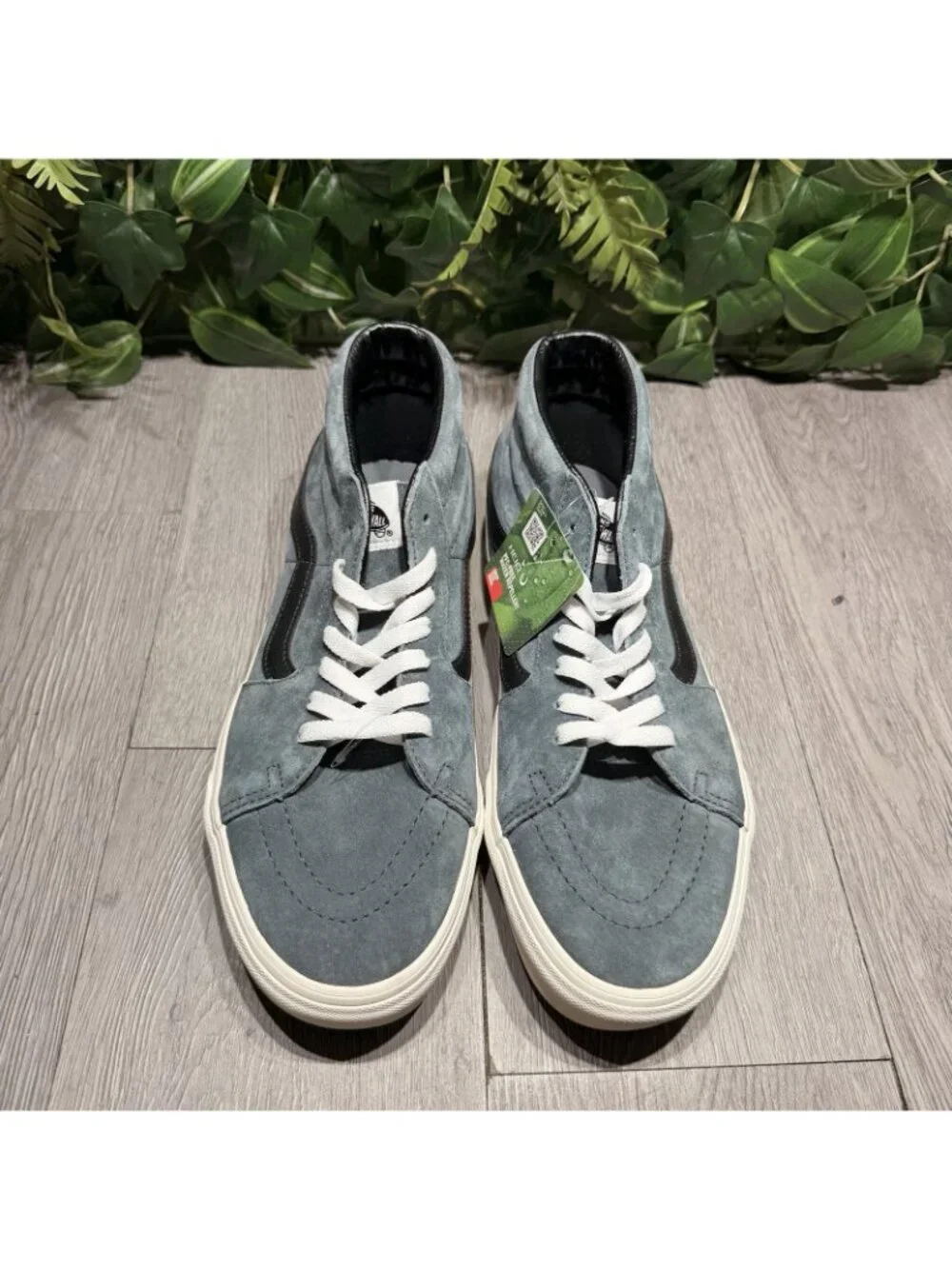 Vans Pig Skin Old Skool Mid Grape Leaf Water Repellent Teal Size 10.5